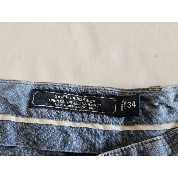 Polo Ralph Lauren Preston Chambray Shorts Mens 34 Light Blue Cotton - Picture 8 of 11